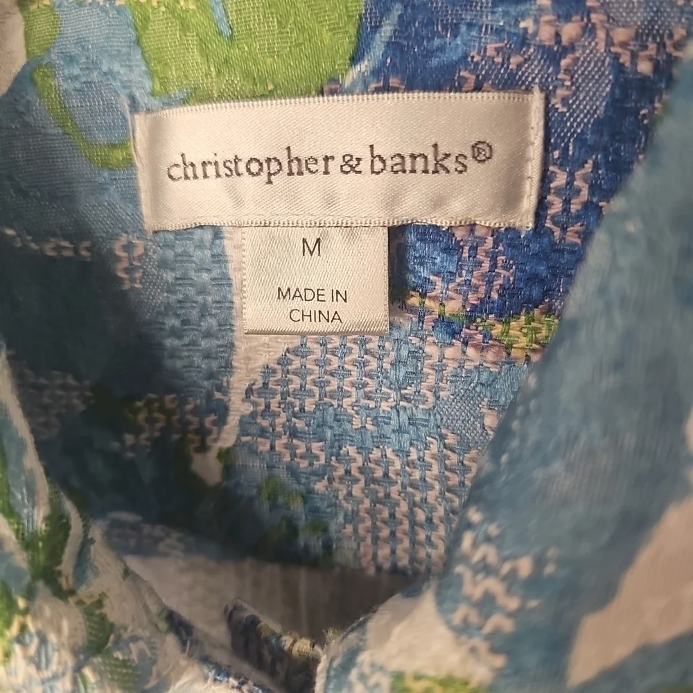 Christopher & Banks Floral Blue and Green Women's Jacket Size M‎